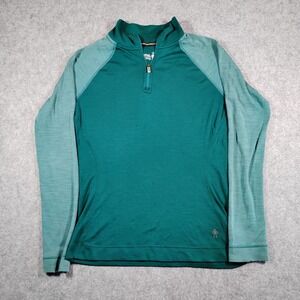 Smartwool Womens Merino Wool Quarter Zip Thermal Base Layer Teal Green Size M